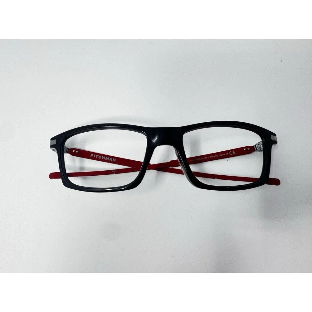 Oakley Pitchman OX8050-1563 Black Ink Red Eyeglass Frames 53-18-140 Authentic
